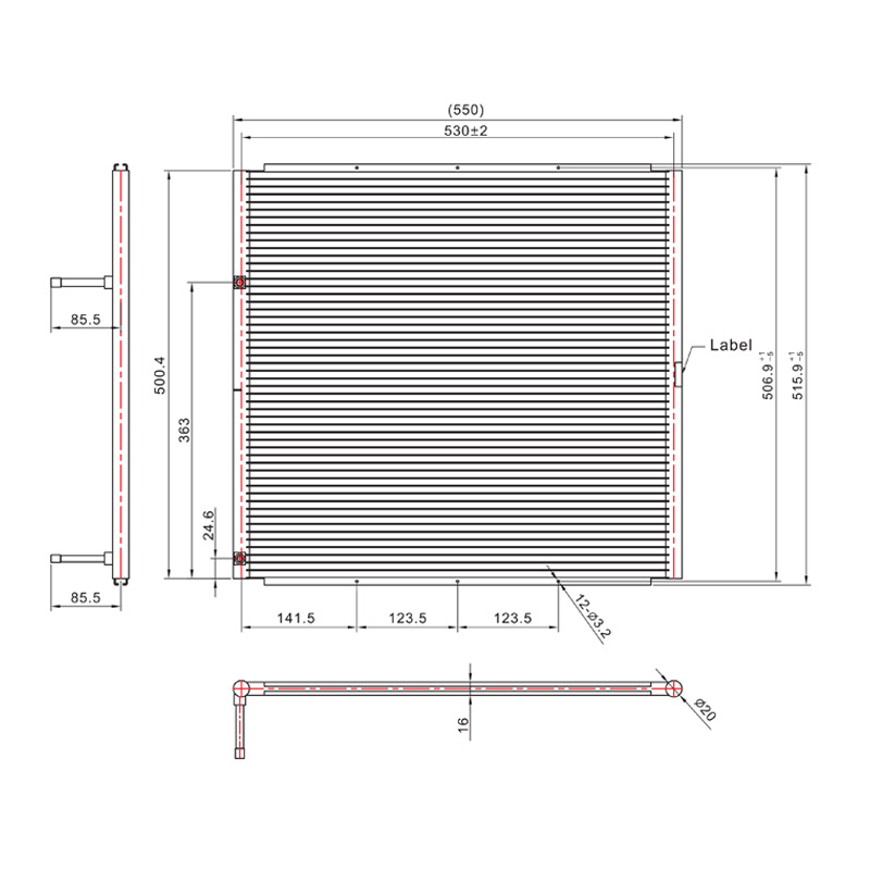 SC-1300 550*515.9 ミリメートル車/HVAC マイクロチャネルコンデンサーコイルマイクロチャネル熱交換器